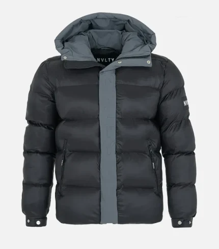 Nvlty Center Tone Puffer Jacket Black Charcoal Grey (2)