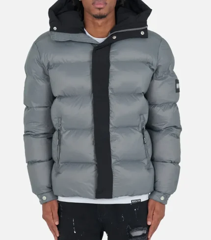 Nvlty Center Tone Puffer Jacket Charcoal Grey Black (1)